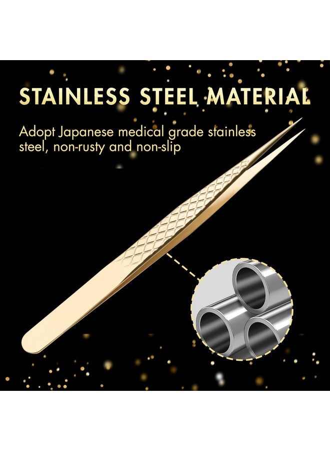 ميوفيو ملقط تمديد الرموش المستقيم ملقط عزل تمديد الرموش الذهبي الدقيق لتطعيم تمديد الرموش - Image 2