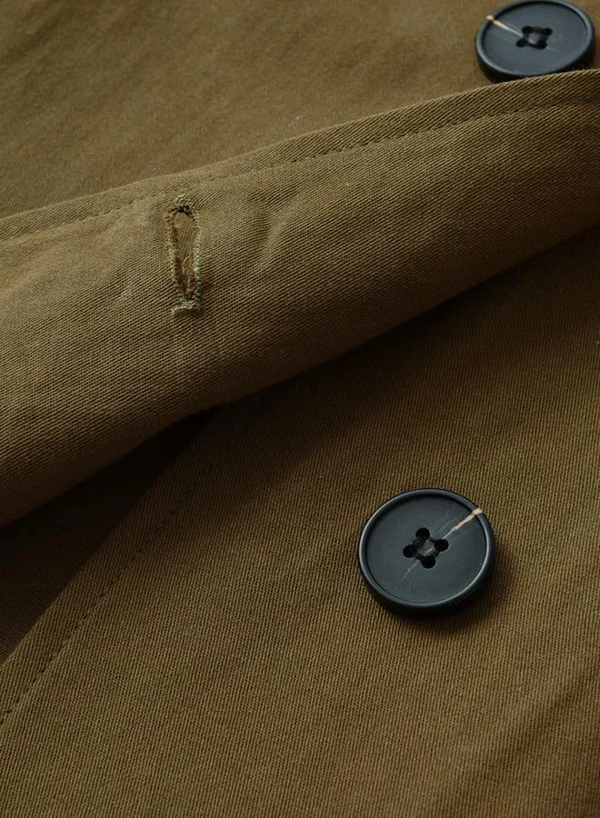 تايك تو معطف قطني سادة مزدوج الأزرار