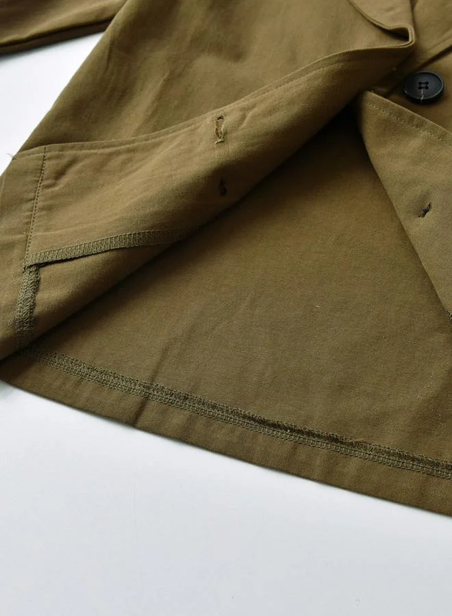 تايك تو معطف قطني سادة مزدوج الأزرار