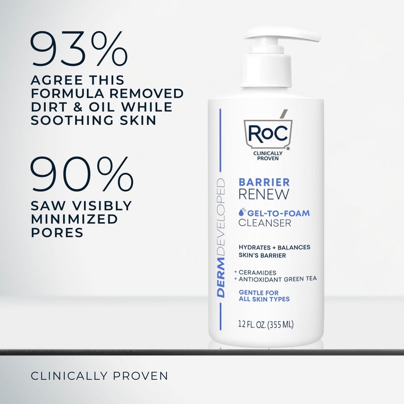 RoC Barrier Renew Gel to Foam Non Drying Foaming Facial Cleanser to Hydrate Skin, facial cleanser for sensitive skin, 12 Ounces - Image 3