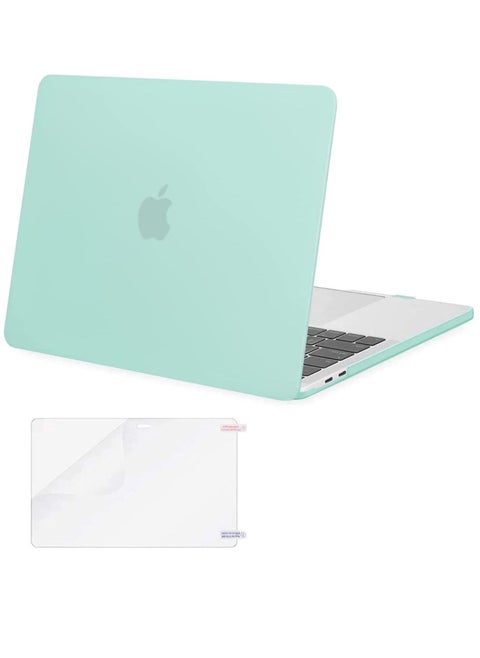 MacBook Pro 13 inch Case M2 2022 2021 2020 2016 A2338 M1 A2251 A2289 A2159 A1989 A1708 A1706 Touch Bar Plastic Hard Shell     Case With Screen Protector Mint Green Color