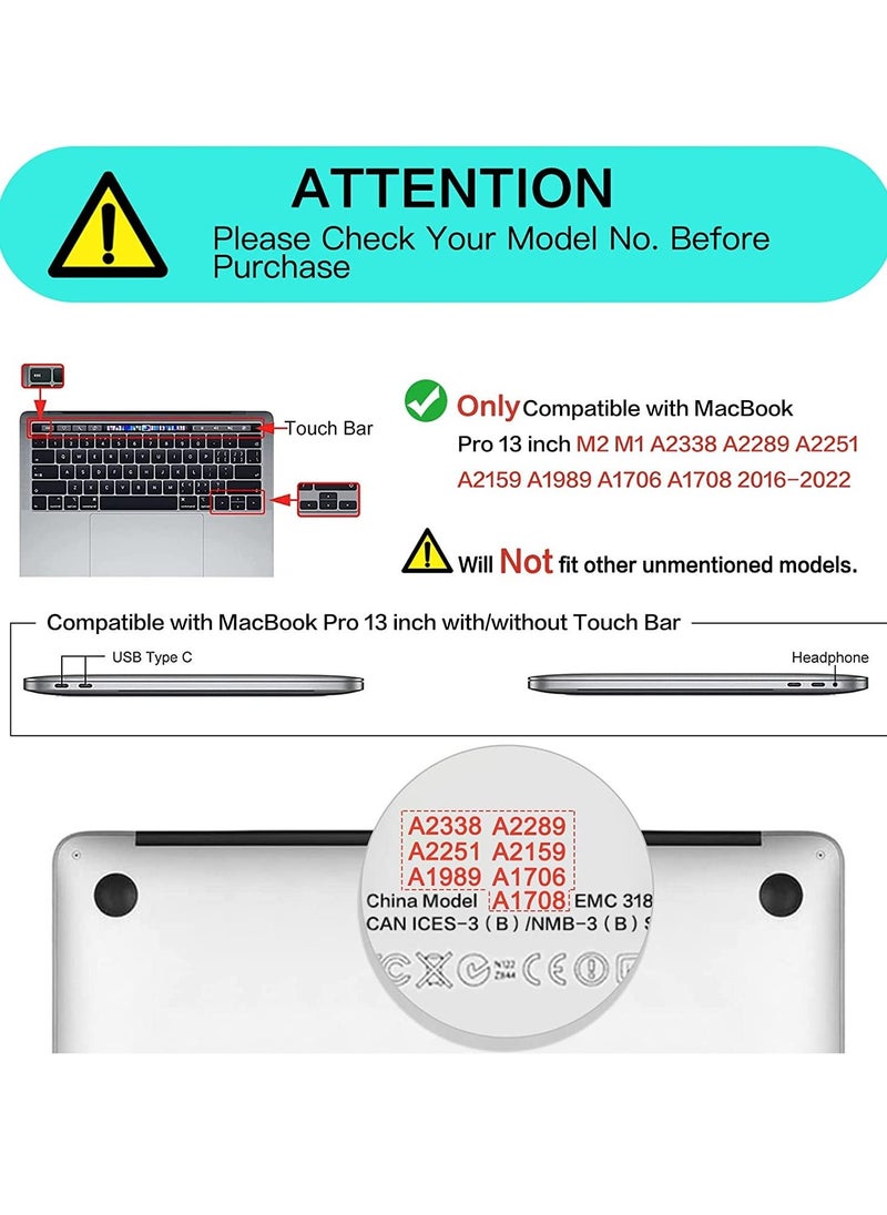 MacBook Pro 13 inch Case M2 2022 2021 2020 2016 A2338 M1 A2251 A2289 A2159 A1989 A1708 A1706 Touch Bar Plastic Hard Shell     Case With Screen Protector Mint Green Color