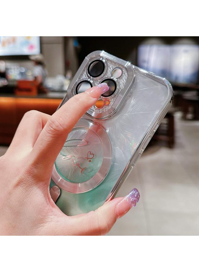 Zaboon Case For iPhone 11 Pro Max Dual-Love Feather Gradient Glitter Bracelets Magsafe TPU Phone Case - Image 5