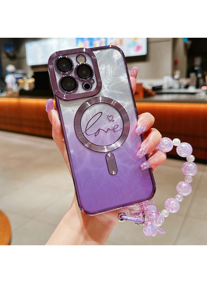 Zaboon Case For iPhone 11 Pro Max Dual-Love Feather Gradient Glitter Bracelets Magsafe TPU Phone Case - Image 1