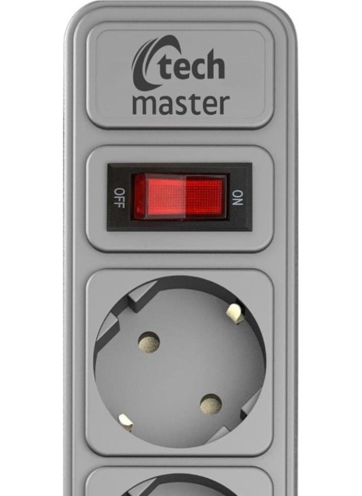 Techmaster 2 USB Current Child Protected 4 Way Socket 2 mt Gray  - Image 4