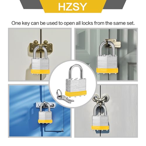 HZSY Padlocks Keyed Alike, Pack of 12, Laminated Steel Keyed Lock (1-9/16", 40mm), Padlocks with Same Key, Normal Shackle, for Toolbox, Locker & StorageUnit or More - Image 5