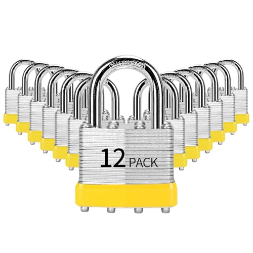 HZSY Padlocks Keyed Alike, Pack of 12, Laminated Steel Keyed Lock (1-9/16", 40mm), Padlocks with Same Key, Normal Shackle, for Toolbox, Locker & StorageUnit or More - Image 1