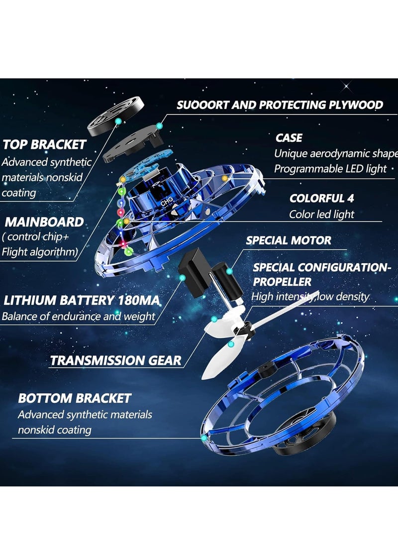 MAGIC VAULT Flying Spinner, Flying Fidget Spinner with LED Lights, Kids Drone Flying Spinner,Mini Drone with USB Rechargeable for Fun Indoor Outdoor (Blue), One Size - Image 2
