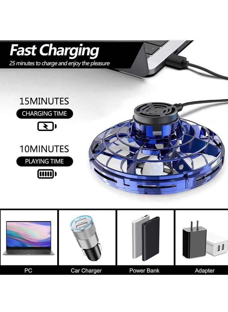 MAGIC VAULT Flying Spinner, Flying Fidget Spinner with LED Lights, Kids Drone Flying Spinner,Mini Drone with USB Rechargeable for Fun Indoor Outdoor (Blue), One Size - Image 3