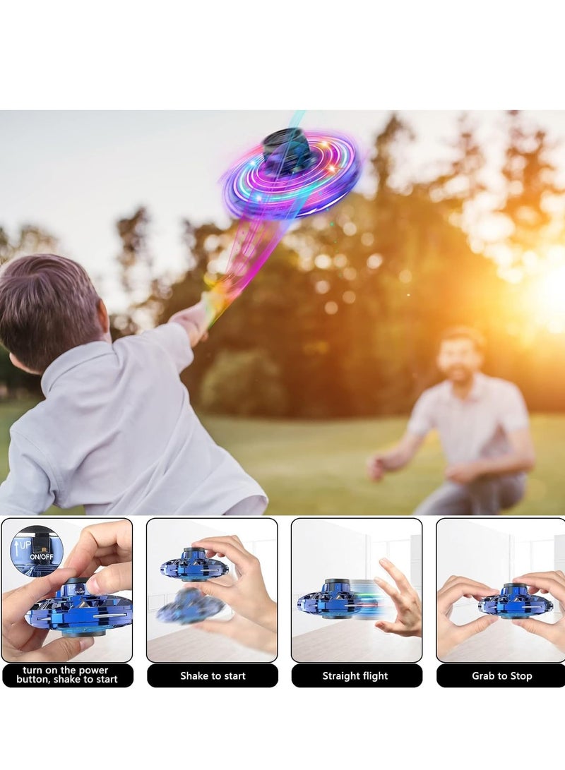 MAGIC VAULT Flying Spinner, Flying Fidget Spinner with LED Lights, Kids Drone Flying Spinner,Mini Drone with USB Rechargeable for Fun Indoor Outdoor (Blue), One Size - Image 4