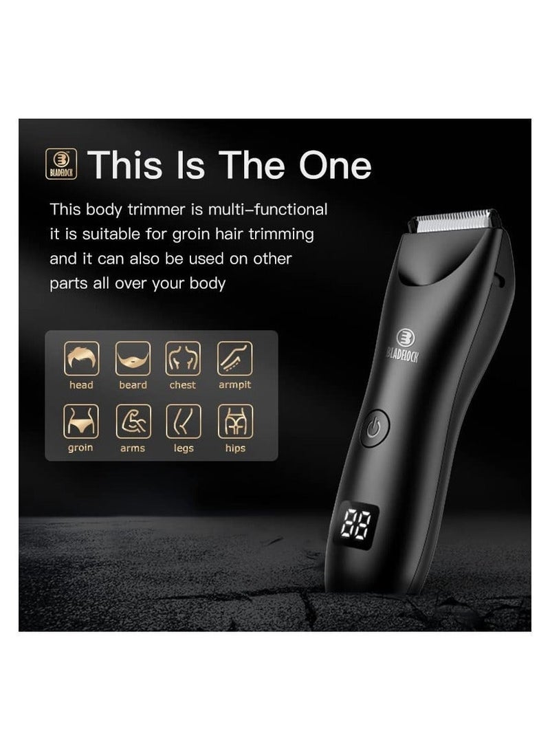 BLADELOCK 2-in-1 Full Body & Beard Trimmer, IPX7 Waterproof Rechargeable Cordless Electric Trimmer with LED Light & Ceramic Blades for Men, Grooming Kit, Manscaping, Safe & Painless Design, Black - Image 4
