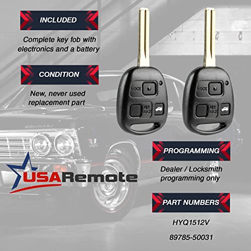 USARemote Key Fob fits 1997-2005 ES300 GS300 GS400 GS430 IS300 LS400 Keyless Entry Remote (HYQ1512V), Set of 2 - Image 3