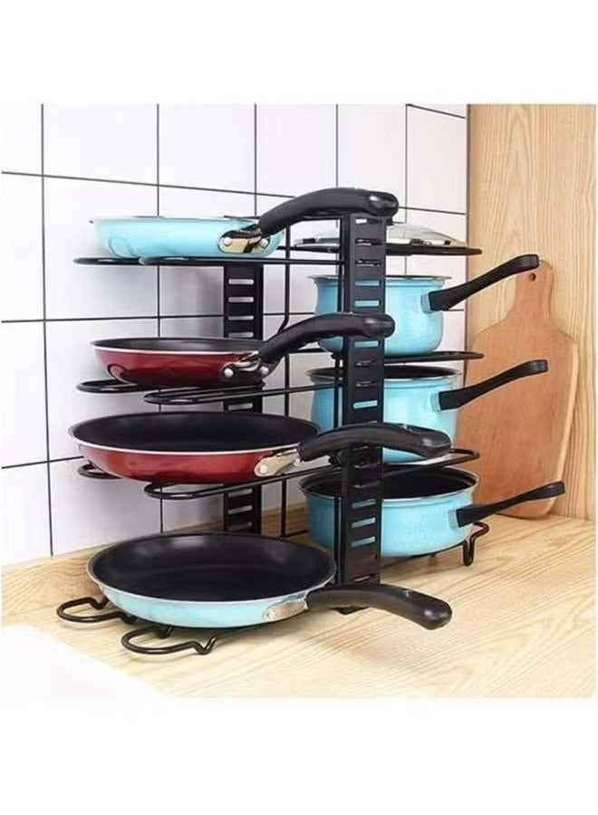 Multi-layer adjustable pot and bowl rack organizer, large-capacity pot lid rack and pot rack for kitchen cabinets and counters - Image 3