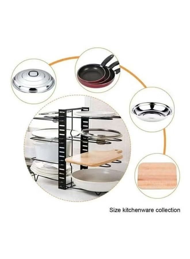 Multi-layer adjustable pot and bowl rack organizer, large-capacity pot lid rack and pot rack for kitchen cabinets and counters - Image 5