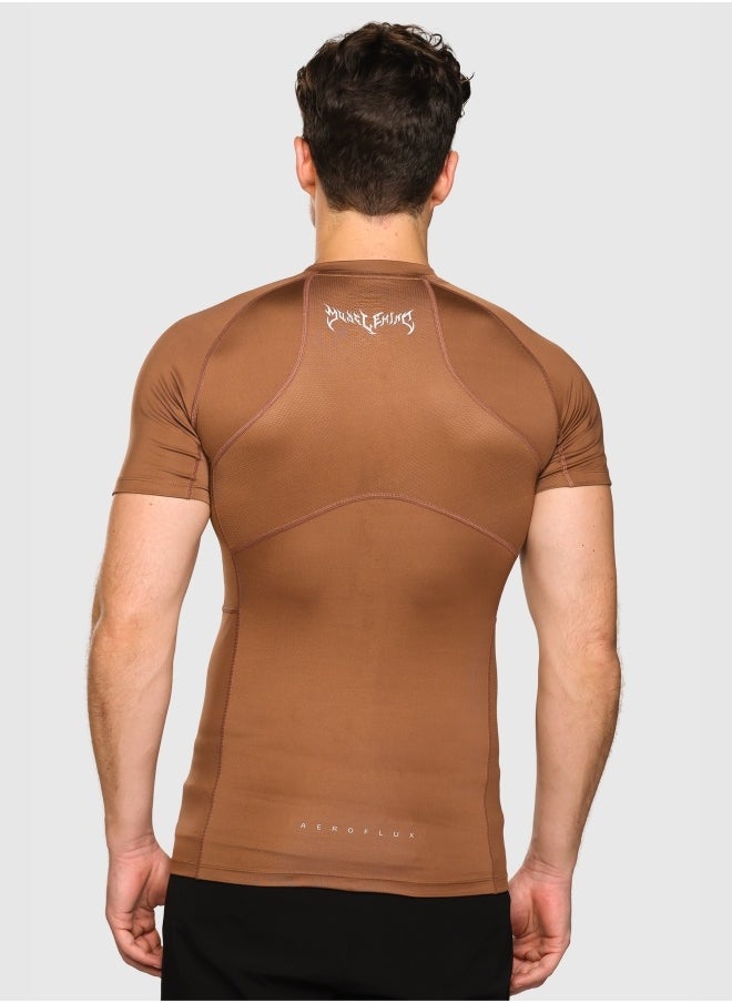 Musclemind Compression Half Sleeve T-Shirt with Muscle Support, Breathable Mesh, Lightweight, Quick Drying, Anti-Static, Anti-Odour, Anti-Microbial And 4-Way Stretchable  - Image 2