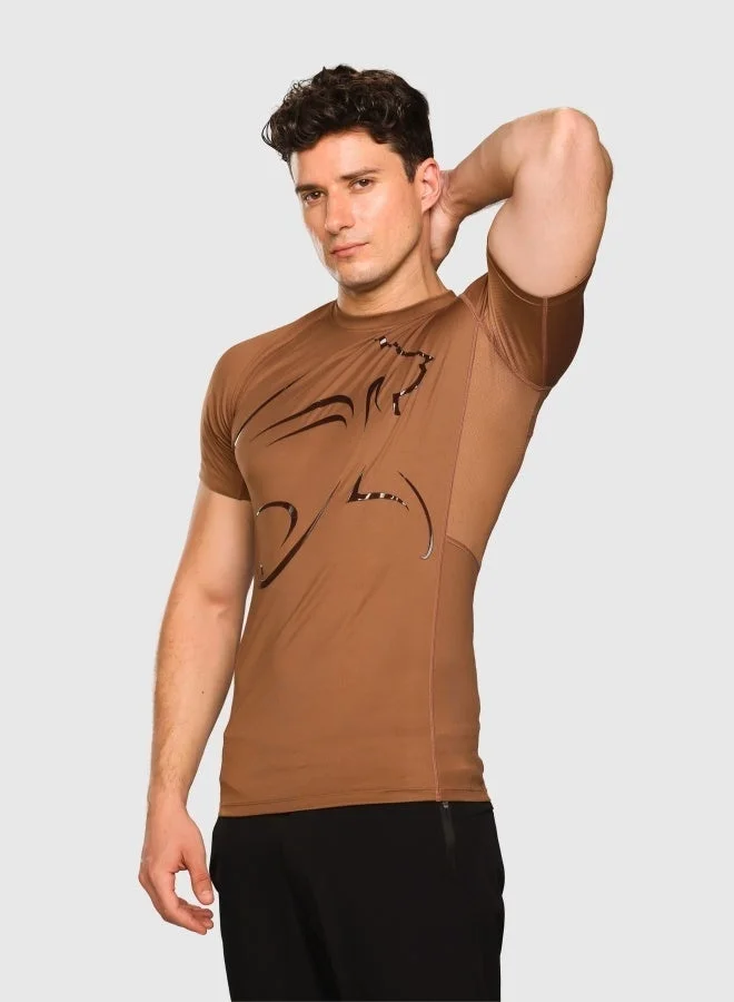 Musclemind Compression Half Sleeve T-Shirt with Muscle Support, Breathable Mesh, Lightweight, Quick Drying, Anti-Static, Anti-Odour, Anti-Microbial And 4-Way Stretchable