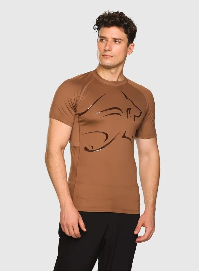 Musclemind Brown Half Sleeve Compression T-Shirt for Men | Best Price UAE