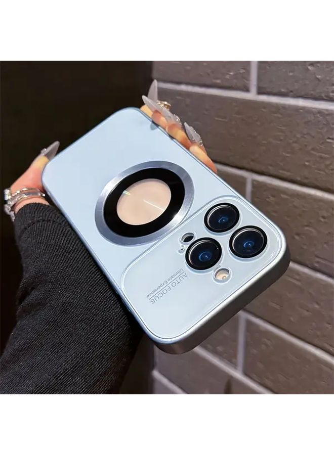 Purple Luxury Glass Camera Lens Case for iPhone 15 Plus Magnetic Charging Shockproof Hard Back - Image 1