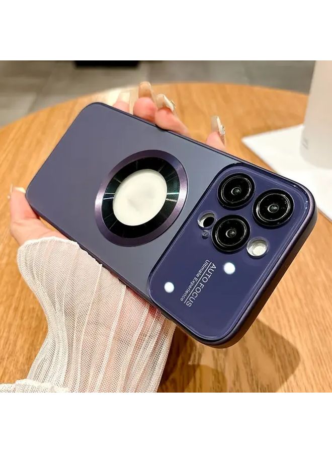 Purple Luxury Glass Camera Lens Case for iPhone 15 Plus Magnetic Charging Shockproof Hard Back - Image 5