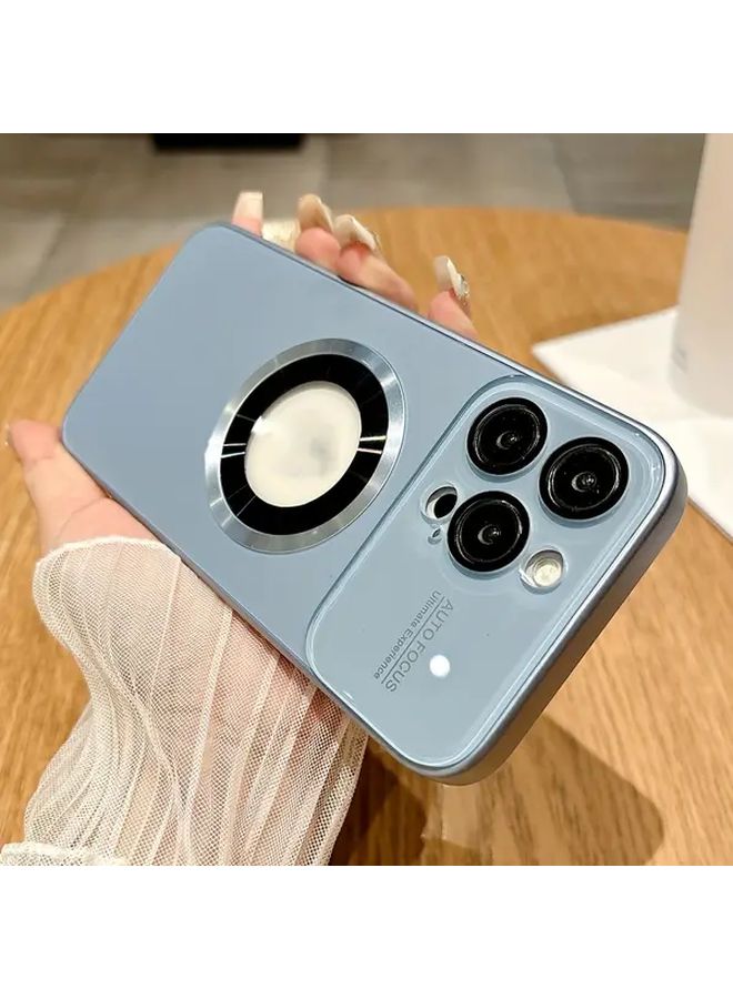 Purple Luxury Glass Camera Lens Case for iPhone 15 Plus Magnetic Charging Shockproof Hard Back - Image 3
