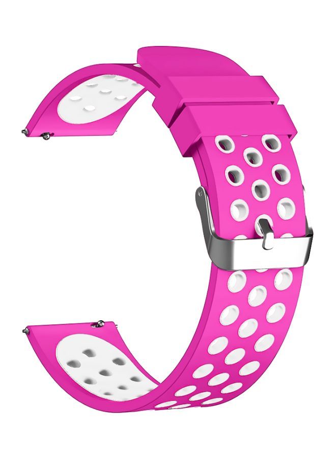 NIBEMINENT Replacement Silicone Band For Fitbit Versa 22millimeter Magenta/White - Image 1