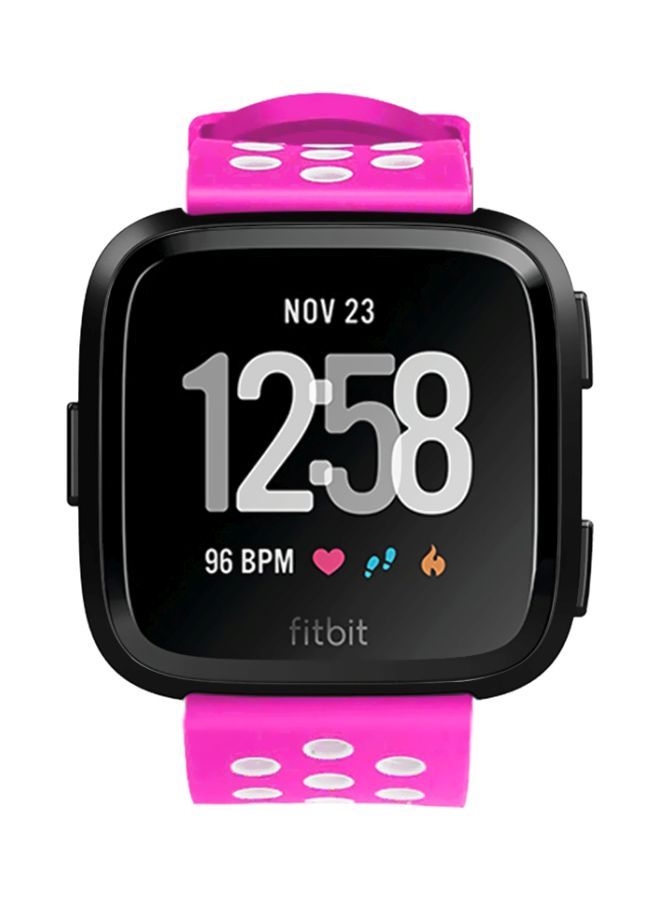 NIBEMINENT Replacement Silicone Band For Fitbit Versa 22millimeter Magenta/White - Image 3