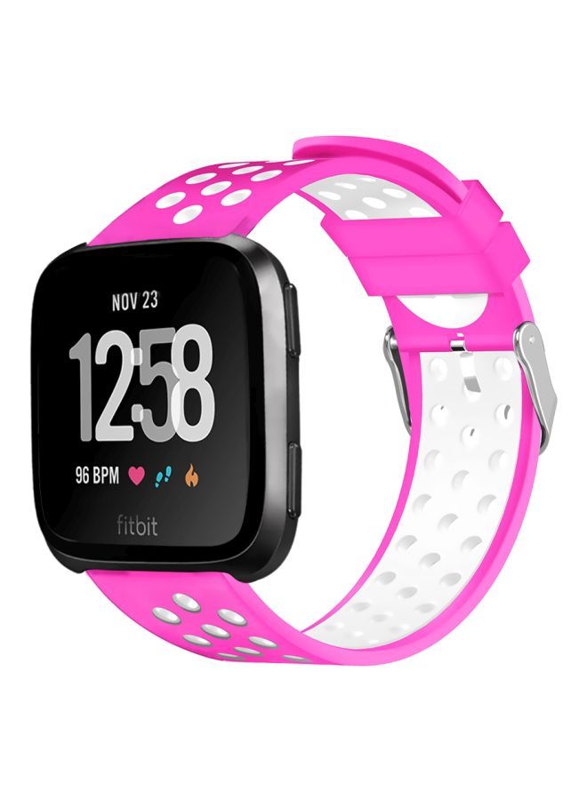 NIBEMINENT Replacement Silicone Band For Fitbit Versa 22millimeter Magenta/White - Image 4