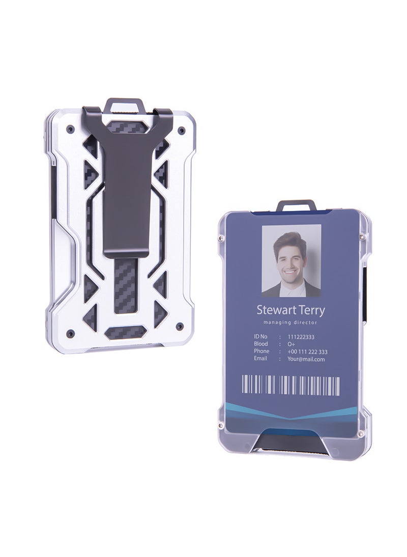 Generic - Hot Trade Special Trax Employee ID Card Work Badge Protection Case Multi-Card Aluminum Alloy Card Box Credit Card Box Silver - Image 1