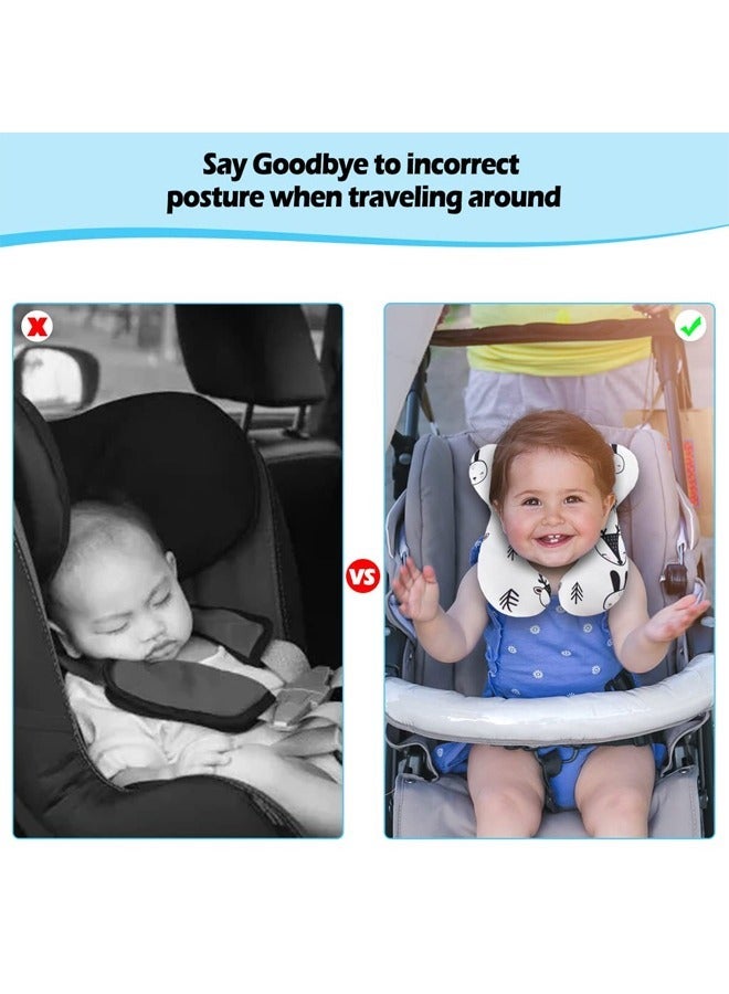 oldlaiben Baby Travel Pillow for Head and Neck Upgraded Baby Support Pillow Baby Neck Pillows for Car Seat Pushchair Travel (Bear) - Image 5