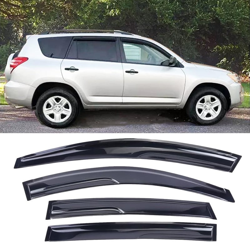 Darodcar Side Window Visors Rain Guards for 2006-2012 Toyota RAV4 XA30 - Dark Smoke Tint - Image 2