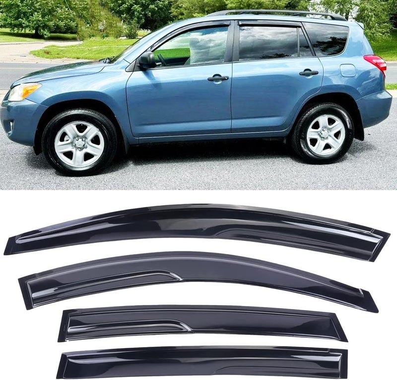Darodcar Side Window Visors Rain Guards for 2006-2012 Toyota RAV4 XA30 - Dark Smoke Tint - Image 1
