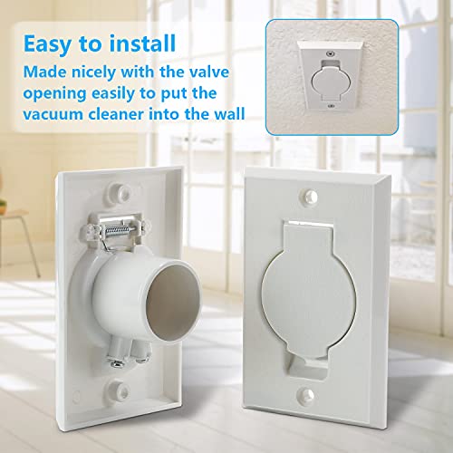 ANTOBLE Standard Central Vacuum Wall Inlet Valve Cover Plate for Beam Central Vac - White Round Door (2 Pack) - Image 4