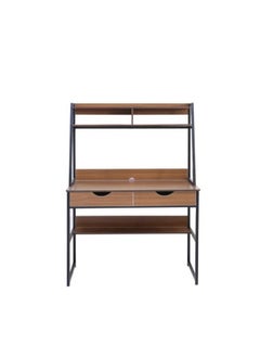 AFT Contemporary Multi-Tier Desk with Shelving, Drawers, and Metal Frame – Perfect for Home Office, Study, or Workstation Walnut Brown (Arfan)  - Image 5