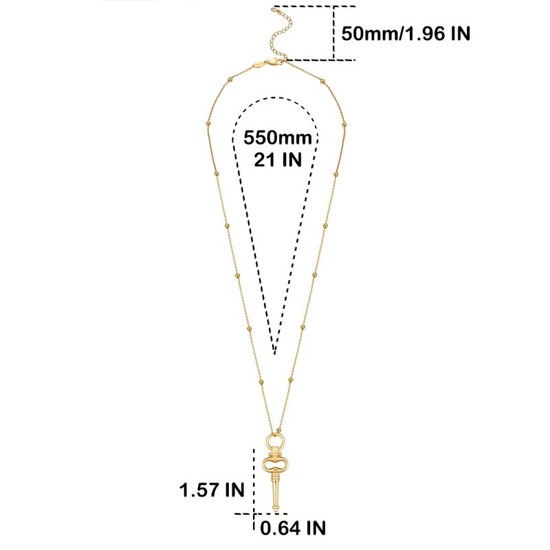 FRUMOS Dainty Layered Choker Necklace 18K Gold Plated Y Pendant Necklace Multilayer Bar Disc Necklace Adjustable Layering Choker Necklaces for Women Girlsï¼ˆGold key Pendantï¼‰ - Image 2