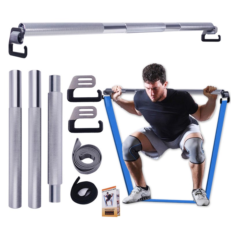 J Bryant Fitness Resistance Band Exercise Bar Full Body Workout Home Gym Equipment Large Hook 378in Metal Bar - Image 2