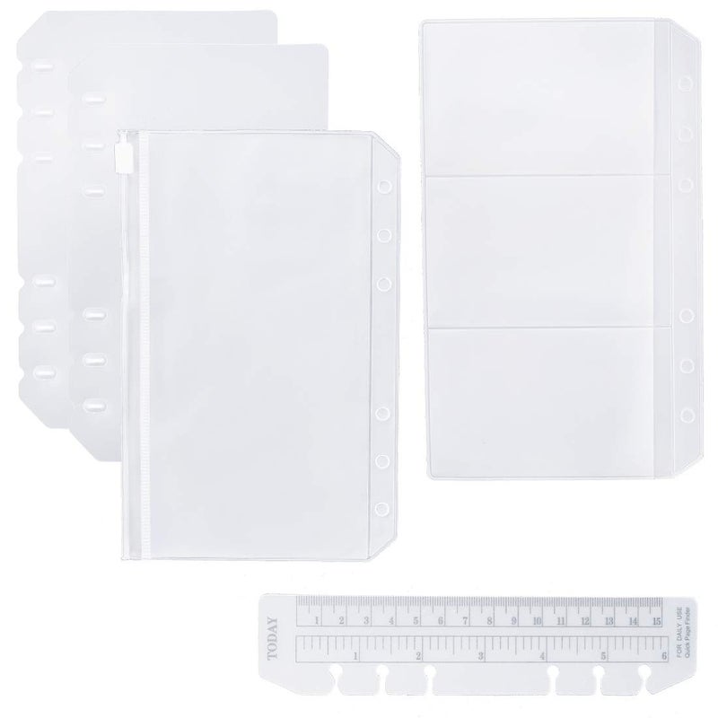 Moterm 2 PCs Page Lifter(Transparent Separator), 1 PC Bookmark Ruler, 1 PC PVC Storage Card Holder and 1 PC Zipper Bag for Personal Planner - Image 1