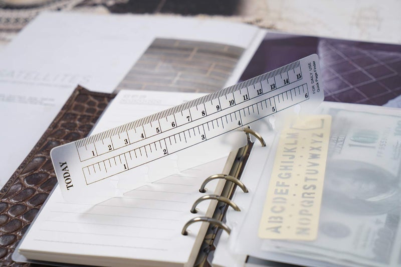 Moterm 2 PCs Page Lifter(Transparent Separator), 1 PC Bookmark Ruler, 1 PC PVC Storage Card Holder and 1 PC Zipper Bag for Personal Planner - Image 2