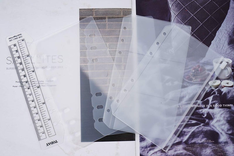 Moterm 2 PCs Page Lifter(Transparent Separator), 1 PC Bookmark Ruler, 1 PC PVC Storage Card Holder and 1 PC Zipper Bag for Personal Planner - Image 3