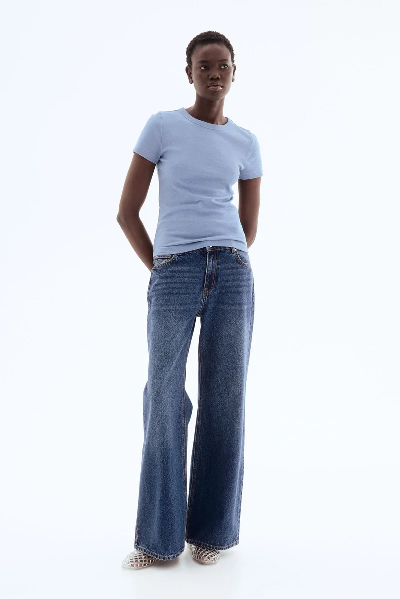 H&M Ribbed modal-blend T-shirt