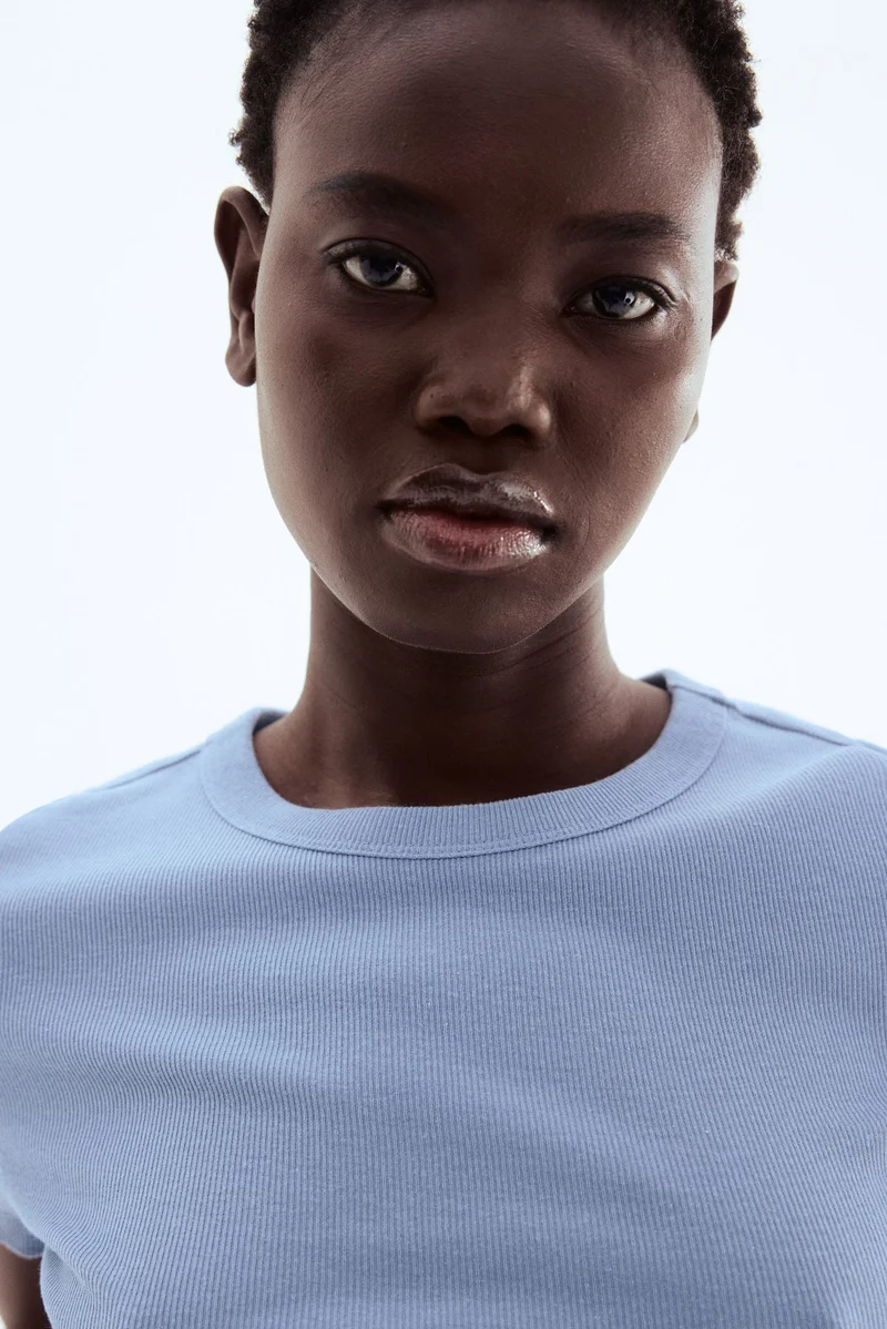 H&M Ribbed modal-blend T-shirt