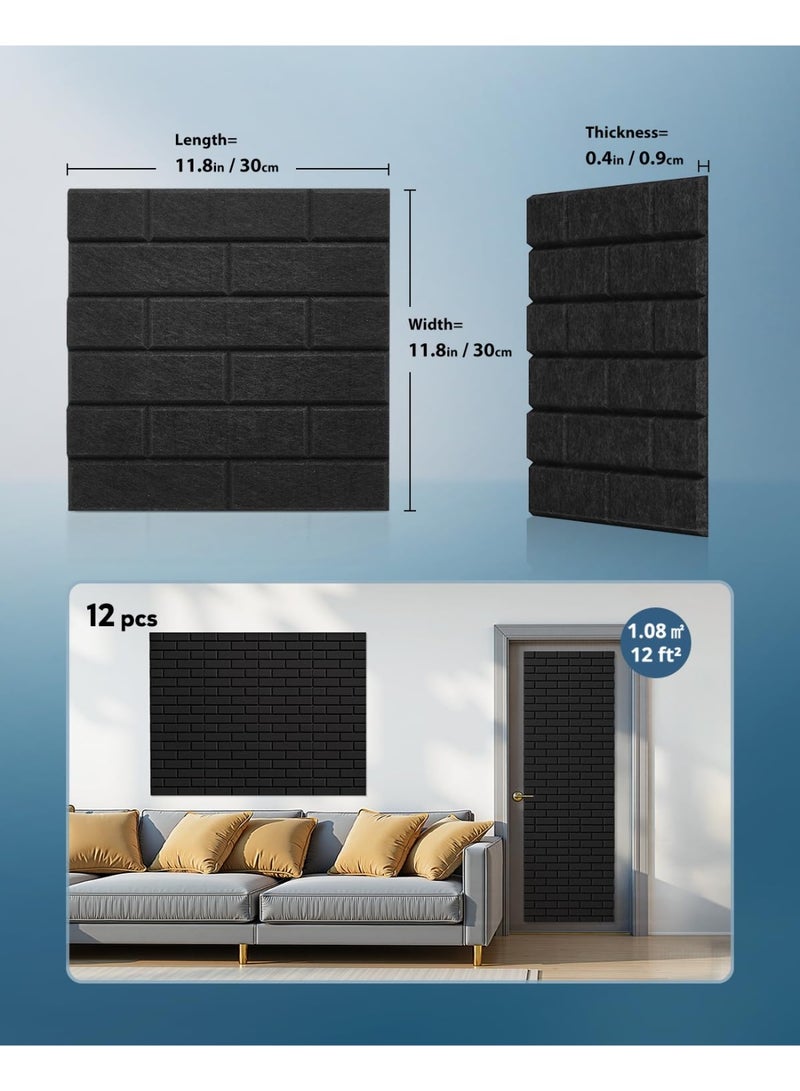 XiuWoo Soundproof Wall Panels,Soundproof Panels for Wall, 12 Pack High Density Acoustic Panel Sound Absorbing Self-Adhesive, Acoustic Wall Panels for Door Ceiling, 30*30cm Black - Image 5