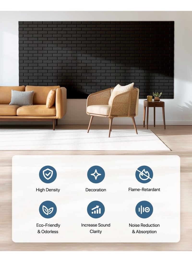 XiuWoo Soundproof Wall Panels,Soundproof Panels for Wall, 12 Pack High Density Acoustic Panel Sound Absorbing Self-Adhesive, Acoustic Wall Panels for Door Ceiling, 30*30cm Black - Image 4