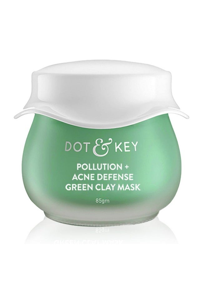 Dot & Key Skin Care Pollution + Acne Defense Green Clay Mask | Clay Mask For Face With Salicylic & Matcha Tea | Reduces Active Acne, Soothes Redness | For Dark Spots, Oily, Acne Prone Skin | 85G  - Image 1