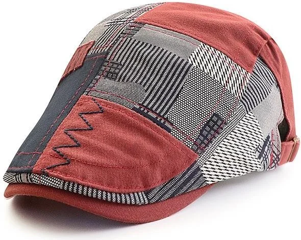 Valkyrie Italian Style Men's Cap Hat Canvas Asymmetrical Model Adjustable Sweatproof Men's Red