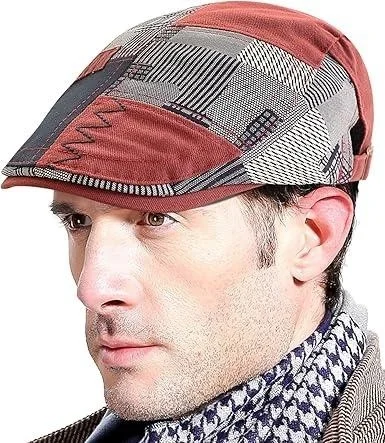 Valkyrie Italian Style Men's Cap Hat Canvas Asymmetrical Model Adjustable Sweatproof Men's Red