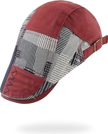 Valkyrie Italian Style Men's Cap Hat Canvas Asymmetrical Model Adjustable Sweatproof Men's Red