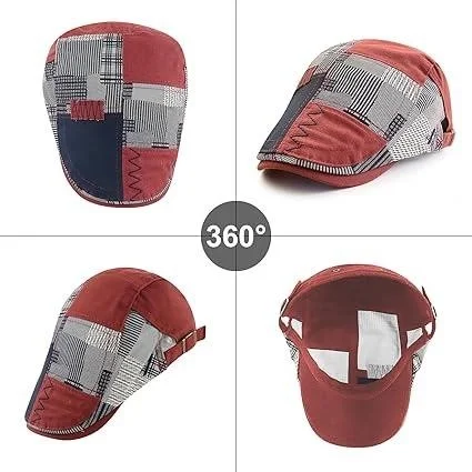 Valkyrie Italian Style Men's Cap Hat Canvas Asymmetrical Model Adjustable Sweatproof Men's Red