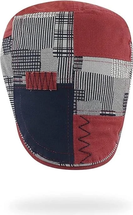 Valkyrie Italian Style Men's Cap Hat Canvas Asymmetrical Model Adjustable Sweatproof Men's Red