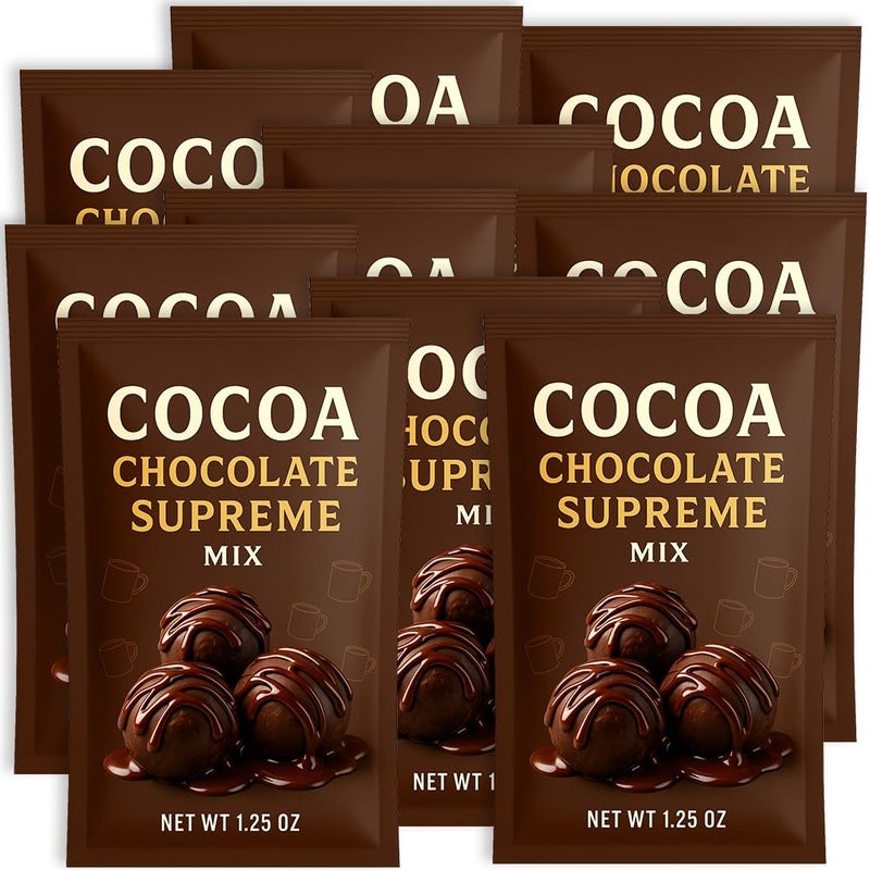 Chocolate Supreme Cocoa Mix Hot Chocolate 10 Packets - Nonfat Milk, Add Hot or Cold Water - Gluten Free & Kosher Dairy Friendly (1.25 oz Each) 12.5 oz Total