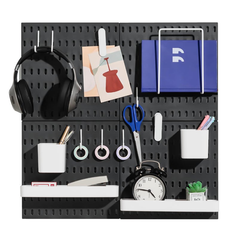 Keepo Pegboard Combination Kit Pegboards and Accessories Modular Hanging for Wall Organizer Crafts Organization Ornaments Display Nursery Storage Wall Peg Board Black 2222